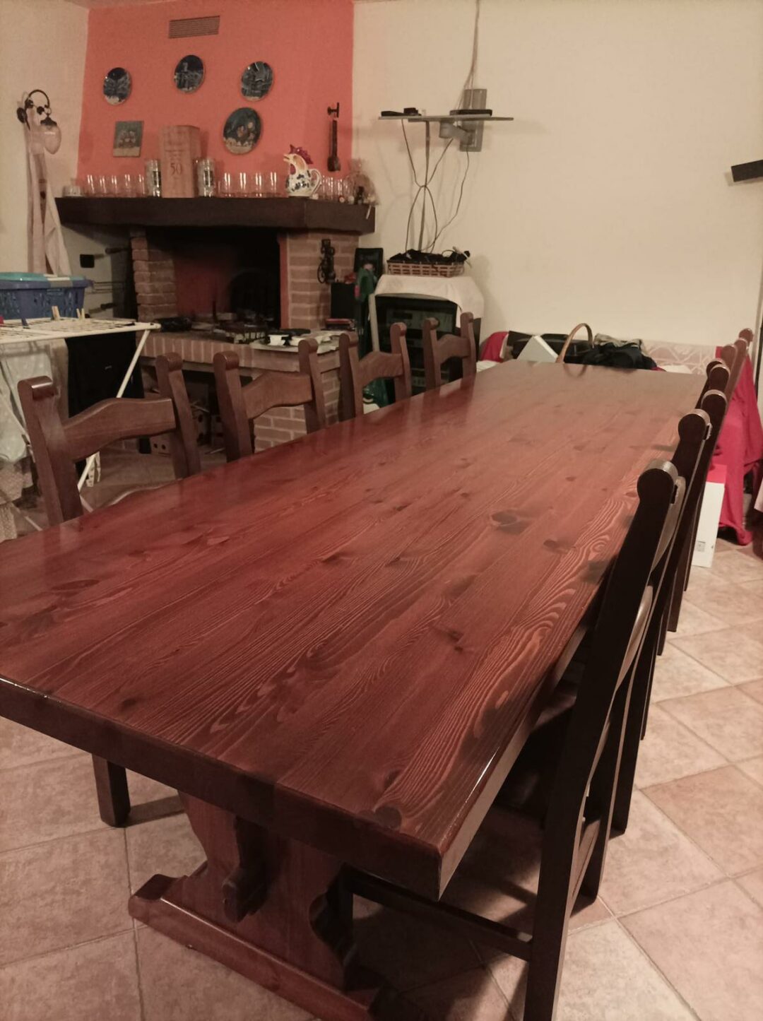 Tavolo in legno massiccio con 8 sedie da sala/taverna c.v. Art.144 S 1857