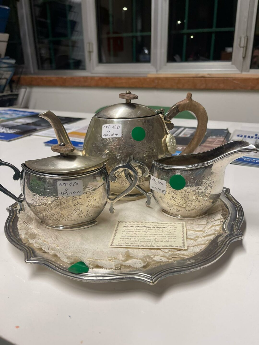 Set teiera Sheffield originale in argento 5 componenti C.V. ART.120 S 1562