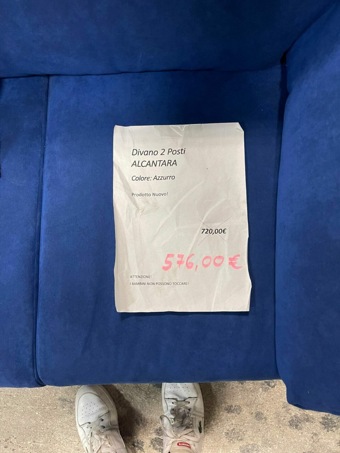 Divano nuovo 2 posti alcantara colore azzurro made in italy S 1592 - immagine 2