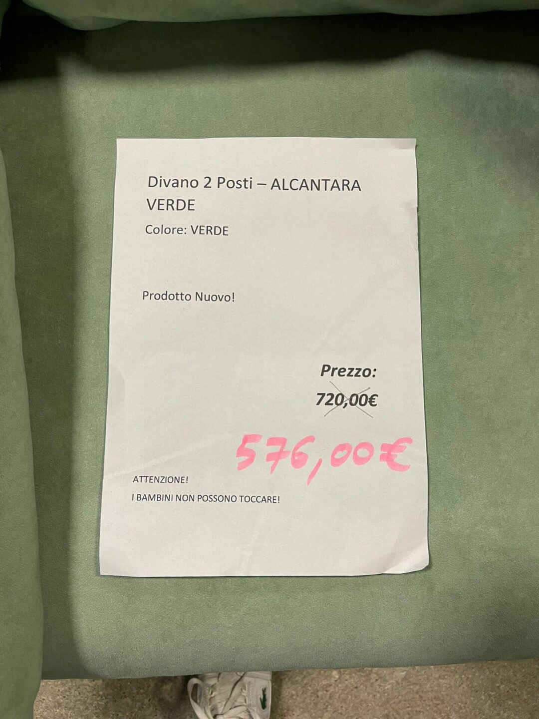 Divano nuovo 2 posti alcantara colore verde made in italy S 1593 - immagine 3