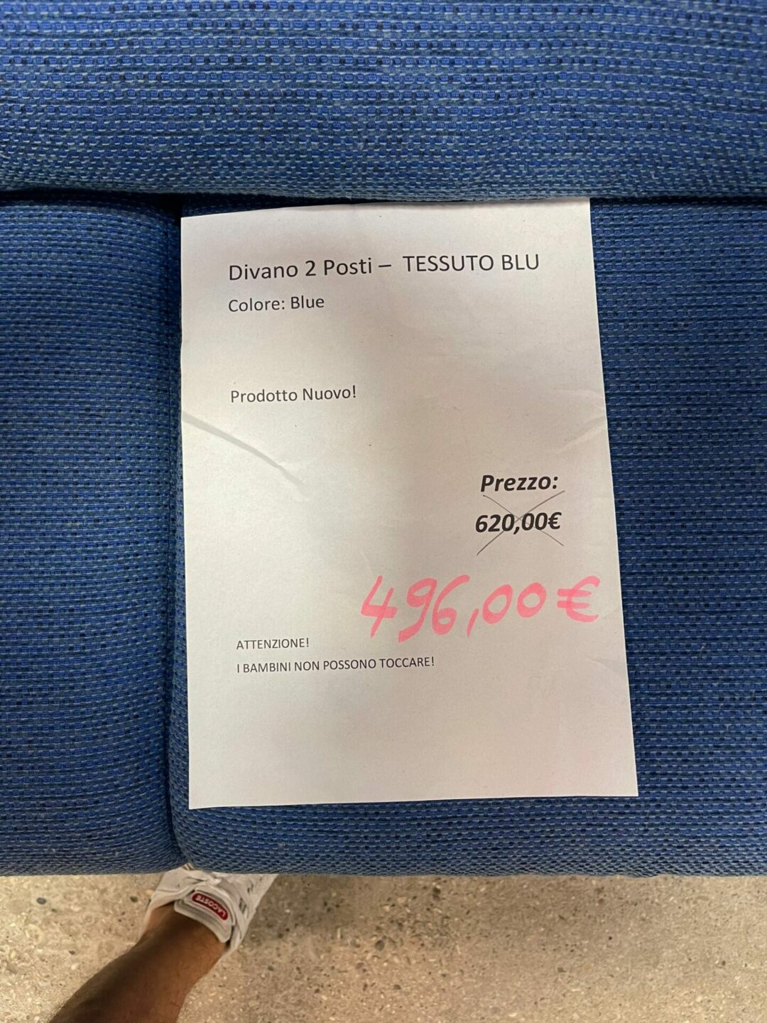 Divano nuovo 2 posti in tessuto colore blu made in italy S 1597 - immagine 2
