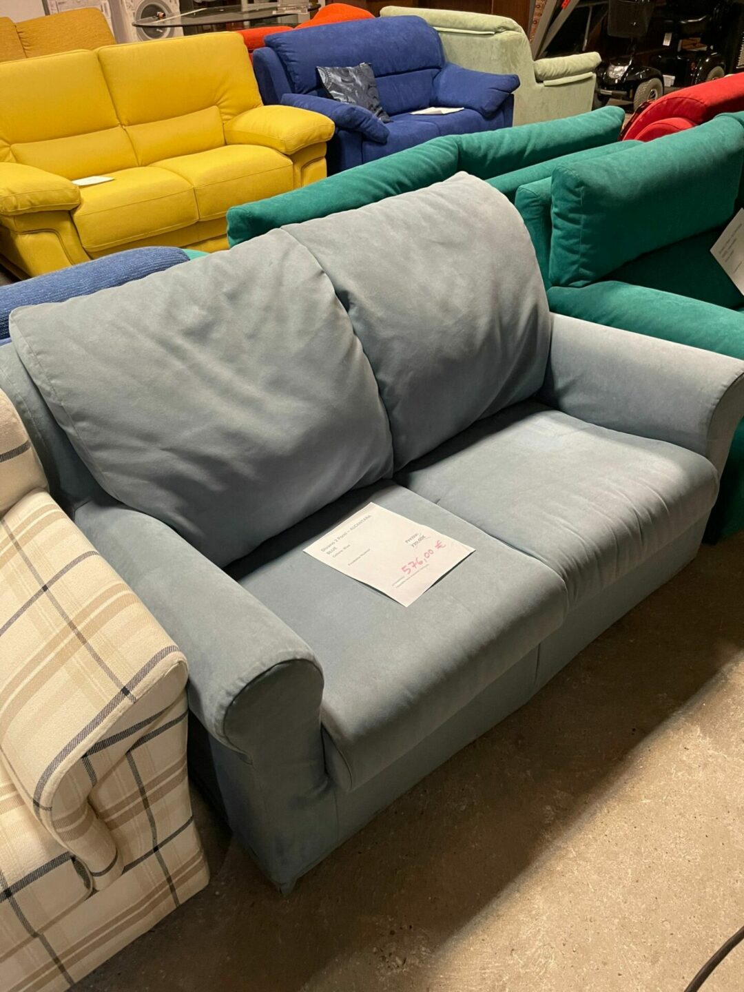 Divano nuovo 2 posti in alcantara blue made in italy S 1600