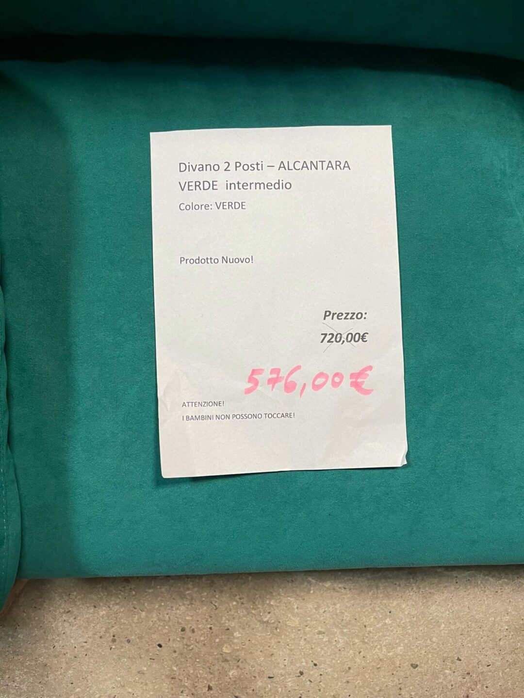 Divano 2 posti nuovo in alcantara colore verde intermedio made in italy S 1601 - immagine 2
