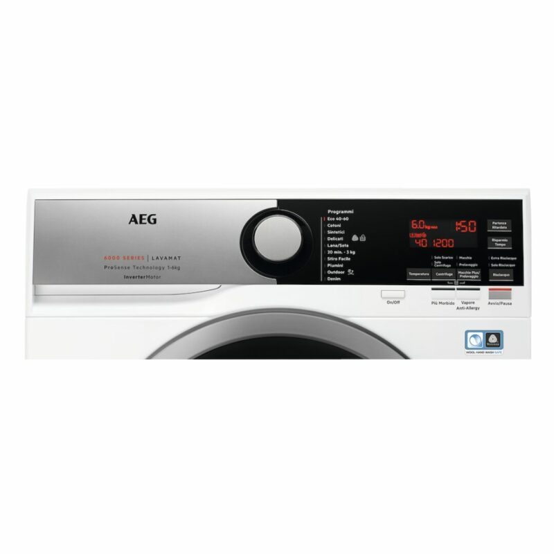 Lavatrice Slim Aeg 6 Kg Centrifuga 1151 giri Inverter Funzione Vapore - L6SE62S - immagine 2