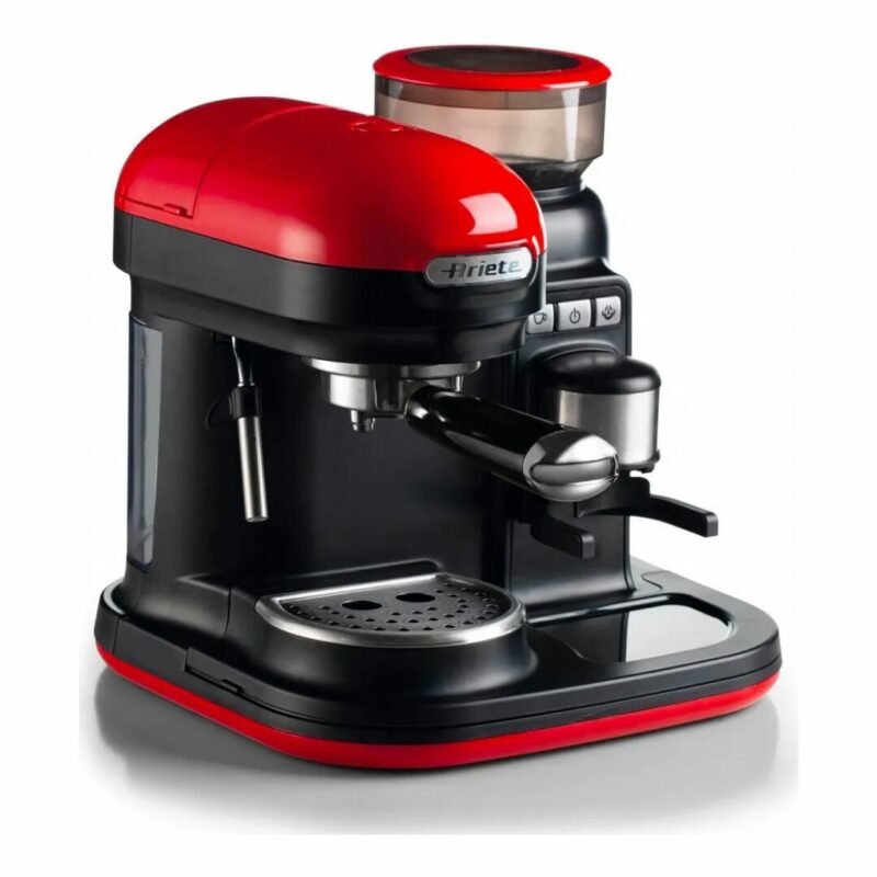 Ariete Macchina Caffè Espresso Manuale con Erogatore di Vapore Sistema di ricarica Macinato in Polvere 2 Tazze colore Rosso - 1318 Serie Moderna