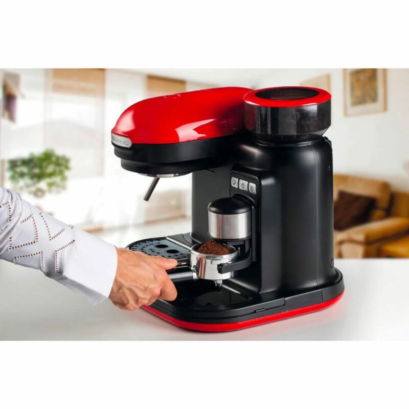 Ariete Macchina Caffè Espresso Manuale con Erogatore di Vapore Sistema di ricarica Macinato in Polvere 2 Tazze colore Rosso - 1318 Serie Moderna - immagine 2