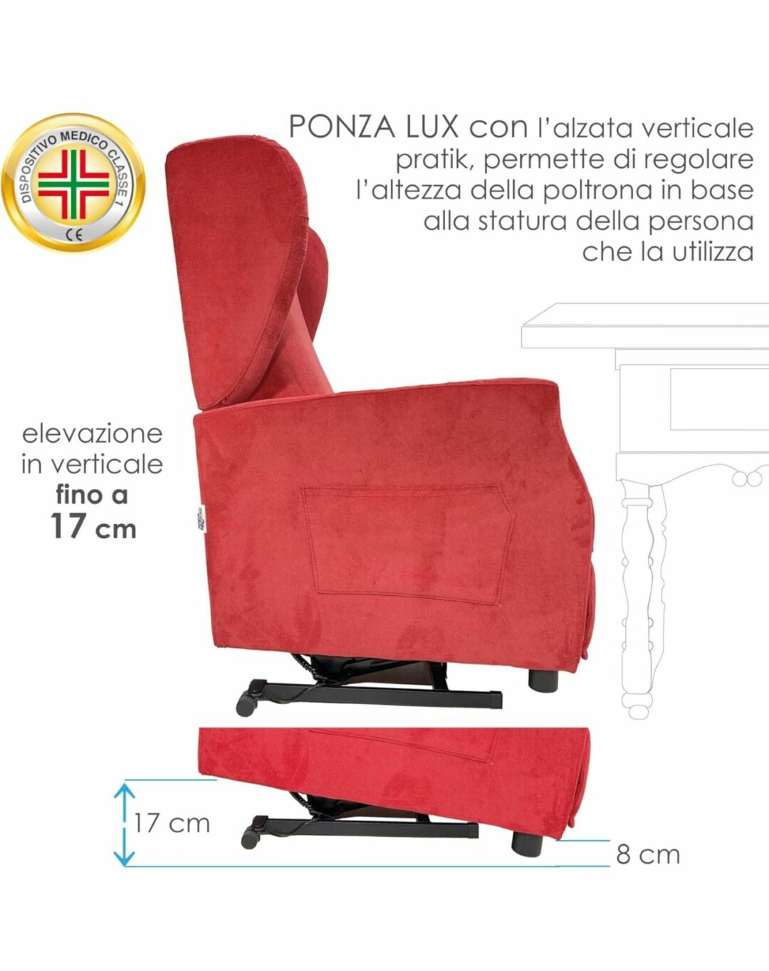 Poltrona Ponza Lux Savoy 07 Beige Relax Reclinabile Motorizzata Elettrica Alzapersona S 1921 - immagine 5