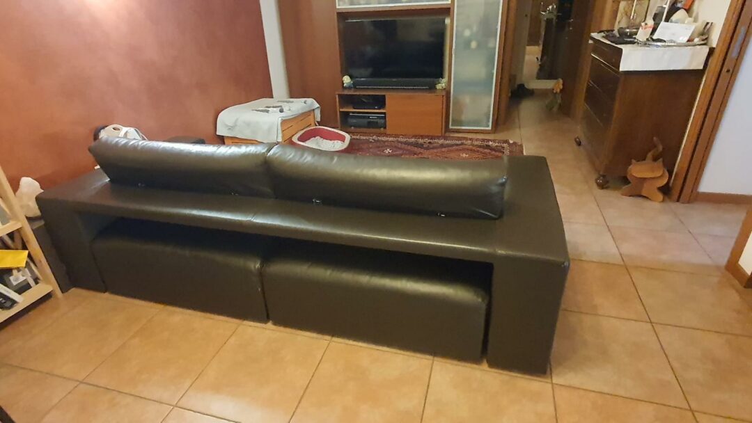 Divano lineare in vera pelle 3 posti S 1997 - immagine 2