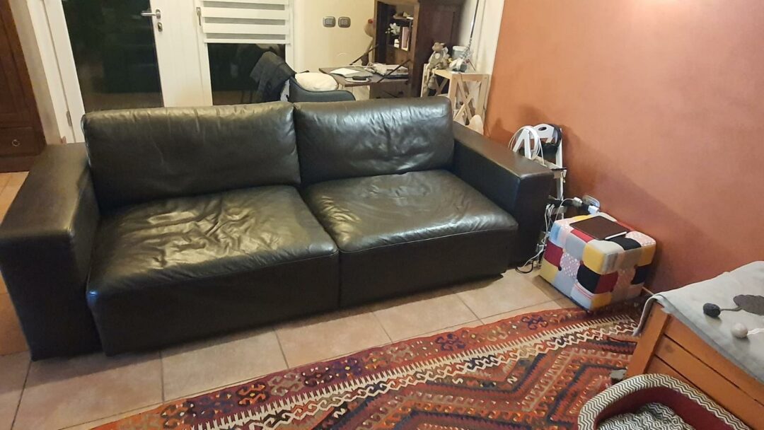 Divano lineare in vera pelle 3 posti S 1997 - immagine 4
