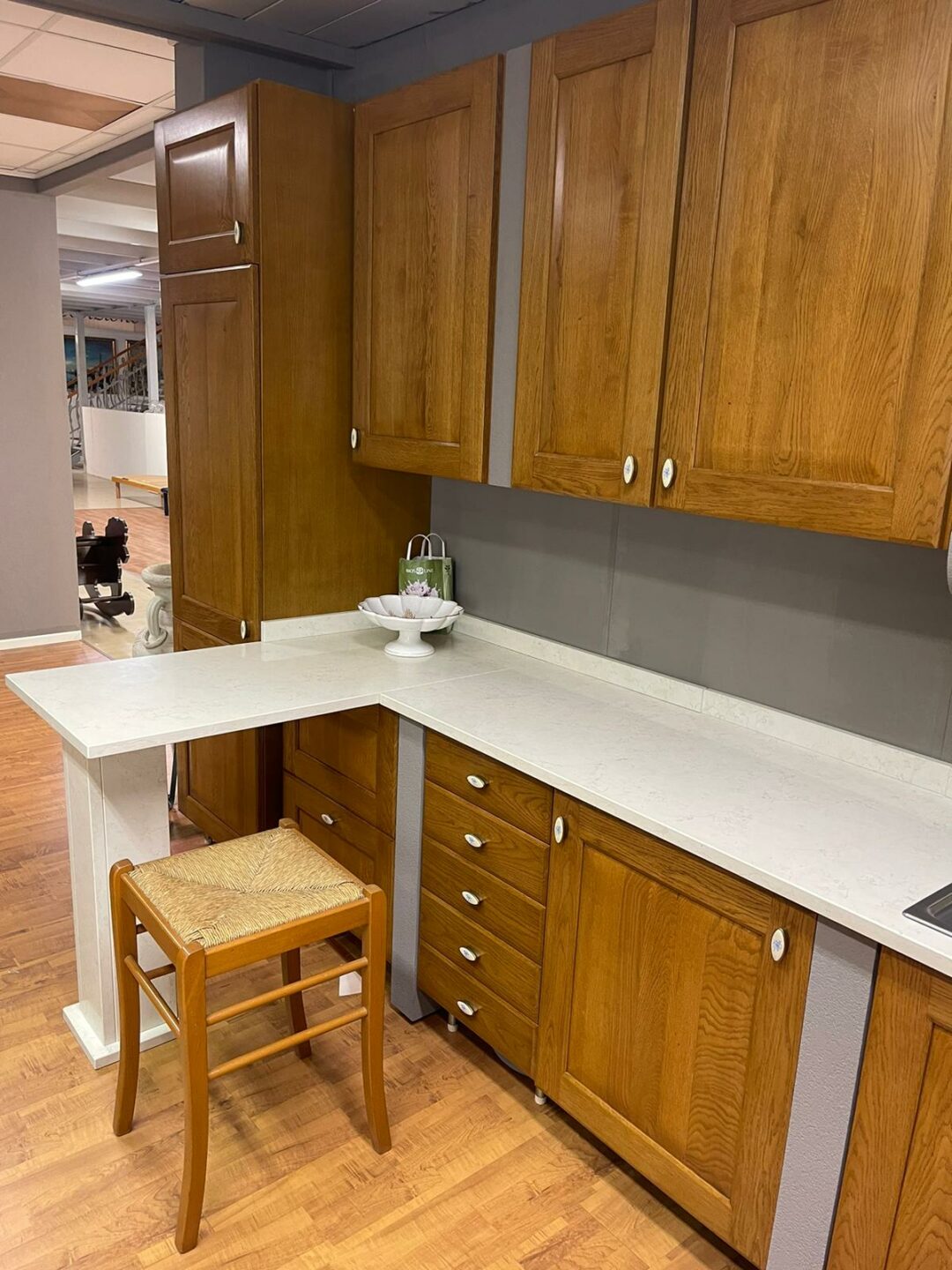 Cucina lineara in legno con top in marmo completa di elettrodomestici S 2009 - immagine 3