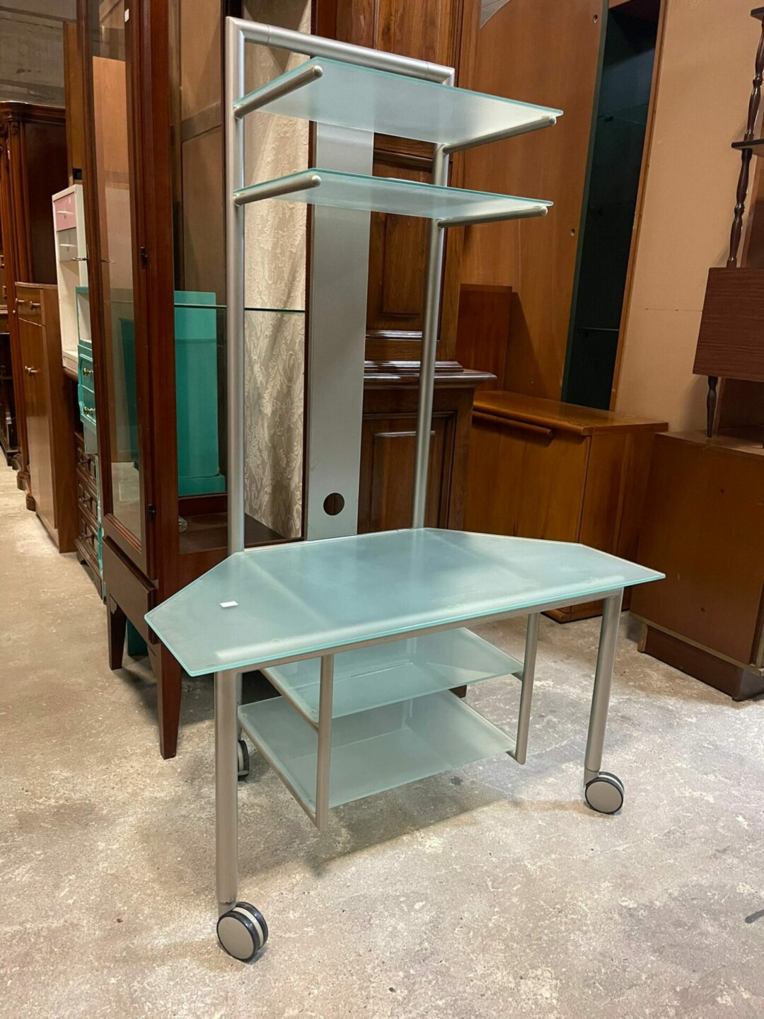 Porta tv caligaris Carello in acciaio con ripiani in vetro S 1937 - immagine 2