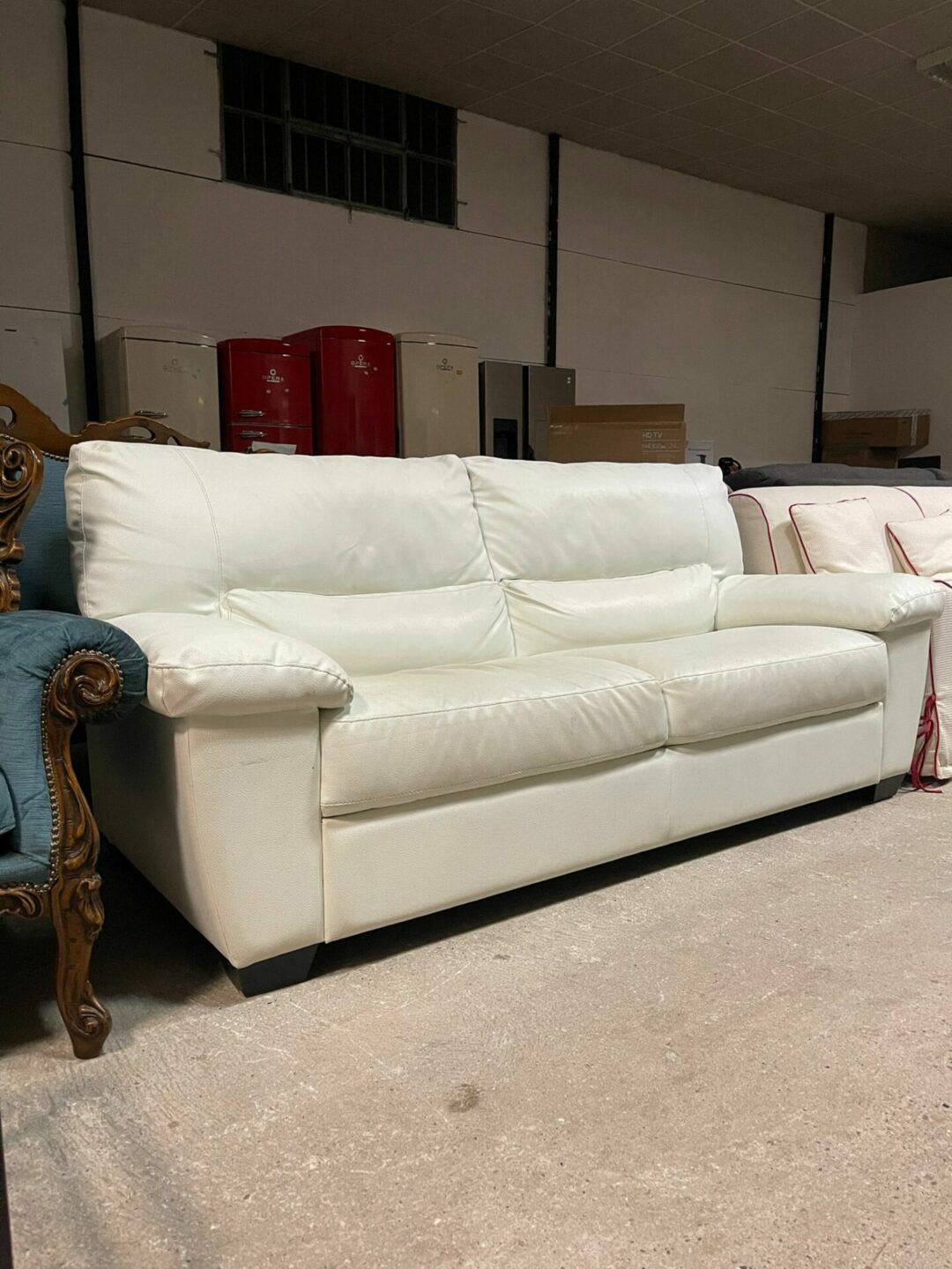Divano in pelle 3 posti colore bianco S 1971