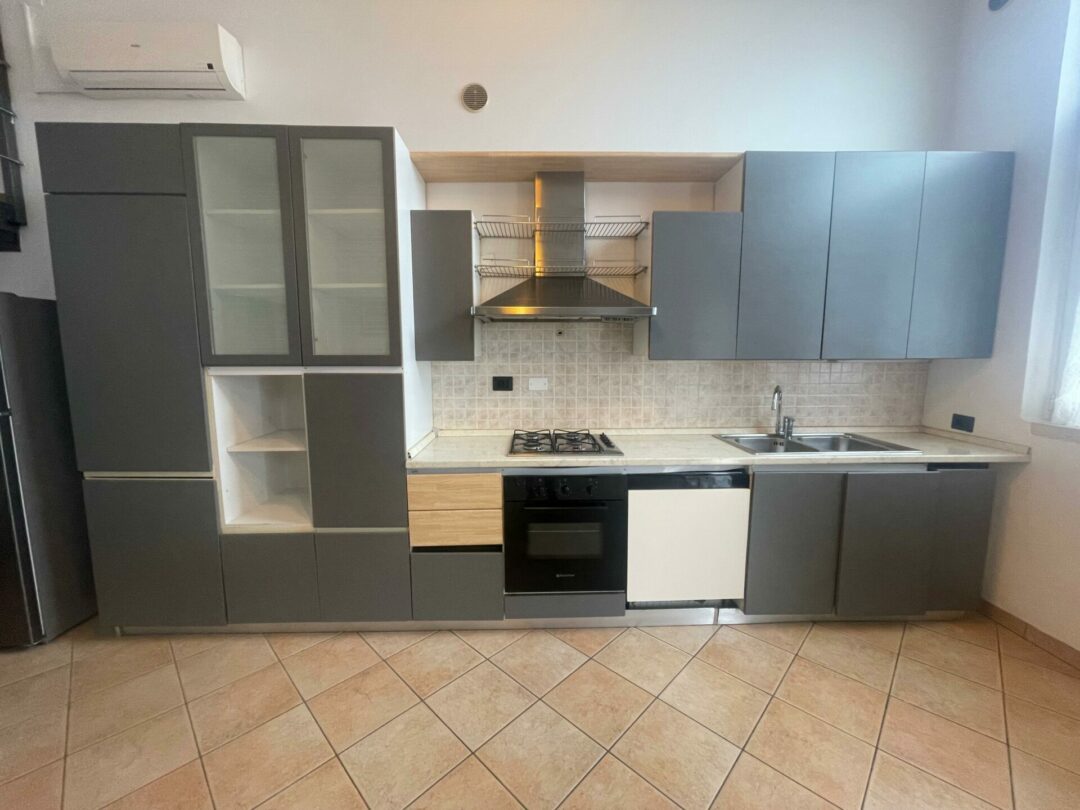 Cucina lineare completa di piano cottura, forno, cappa, lavastoviglie e lavandino 453 cm S 2281