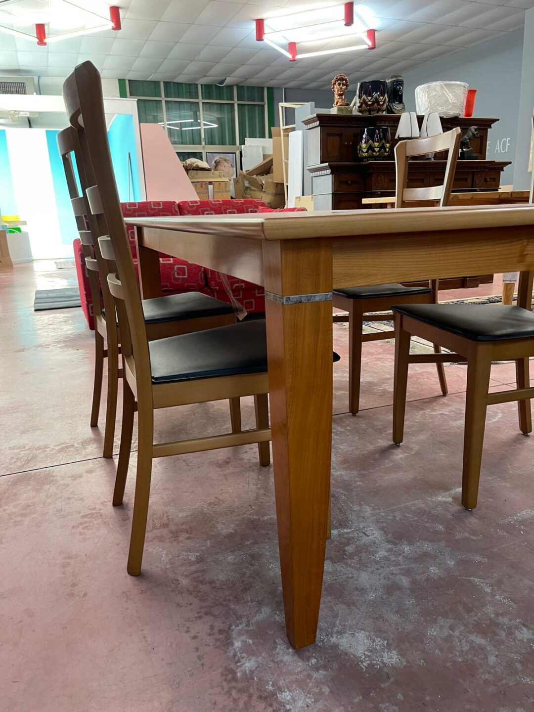 Tavolo in legno massiccio 180X94,5CM allungabile con 4 sedie S 2329 - immagine 5