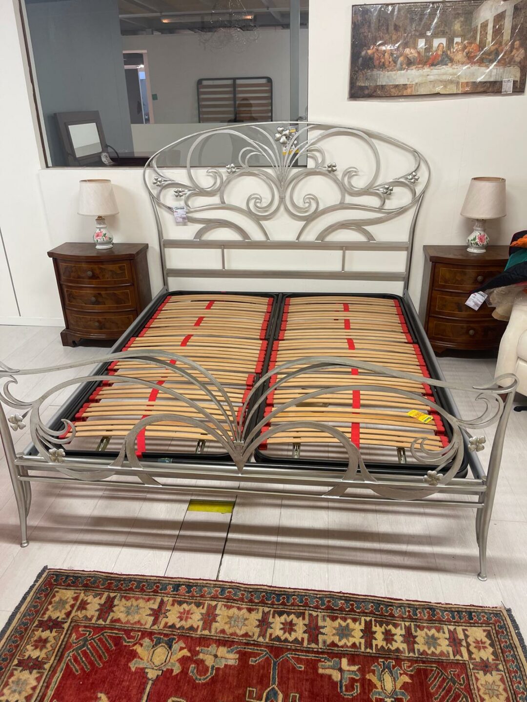 Letto matrimoniale in ferro battuto con rete matrimoniale S 2064