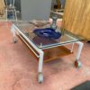 Tavolino basso in vetro con le ruote S 2273