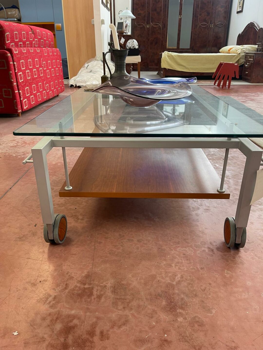 Tavolino basso in vetro con le ruote S 2273 - immagine 2