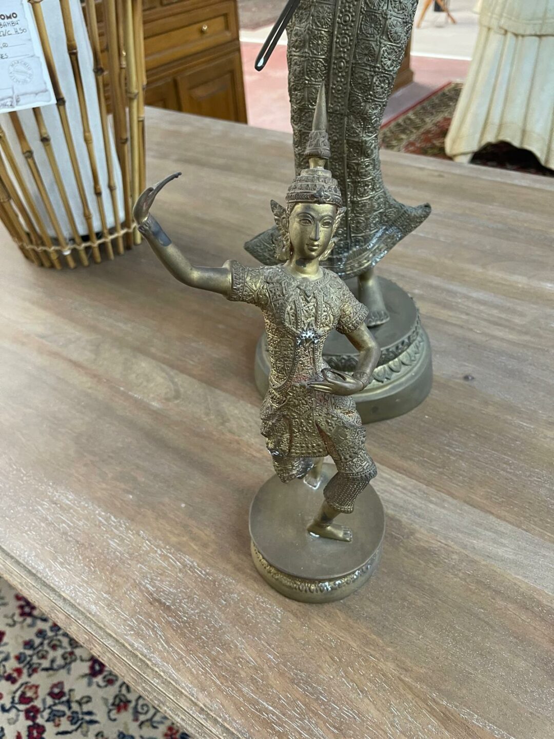 Antica statuina ballerina tailandese in bronzo S 2334