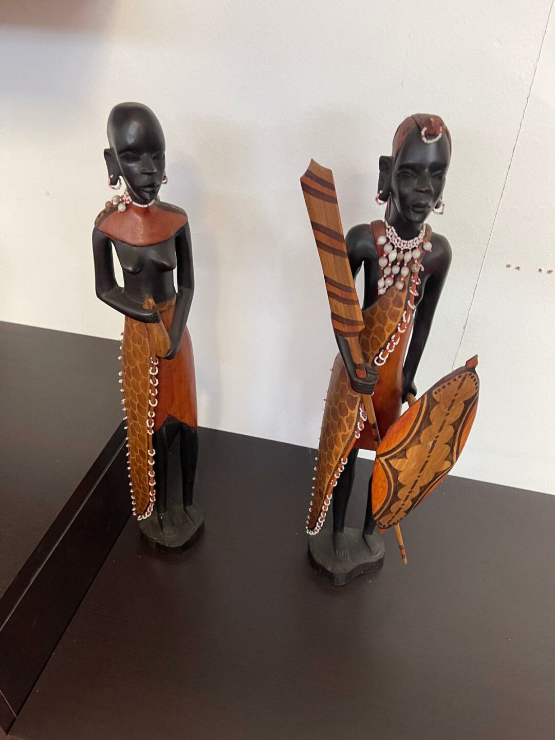 Statue etniche sud africa in legno 2 pezzi S 2448