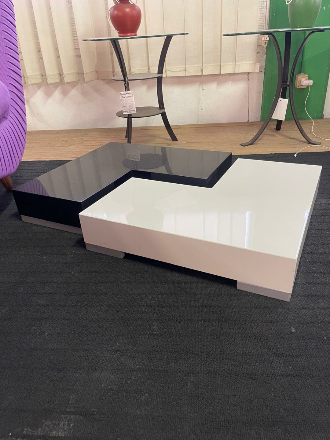 Tavolino basso bianco nero lucido S 2701