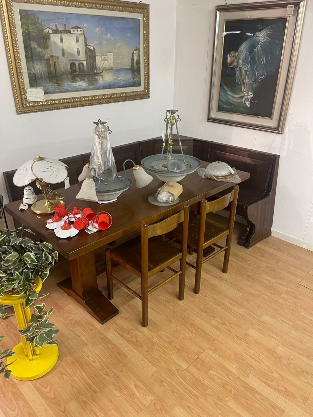 Panca in legno con tavolo massiccio S 2850