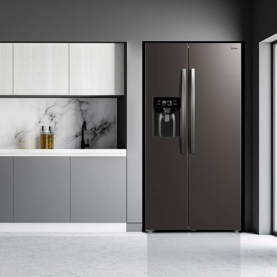 Midea KS-DDX 6.32 WT - Frigorifero/congelatore, altezza 178,8 cm, 254 kWh/anno/No Frost/Dual Inverter Compressor/con erogatore di acqua/ghiaccio 3 in 1 e serbatoio dell'acqua, Dark Inox [Classe di efficienza energetica D] con diffetto estetico G-61 - immagine 2