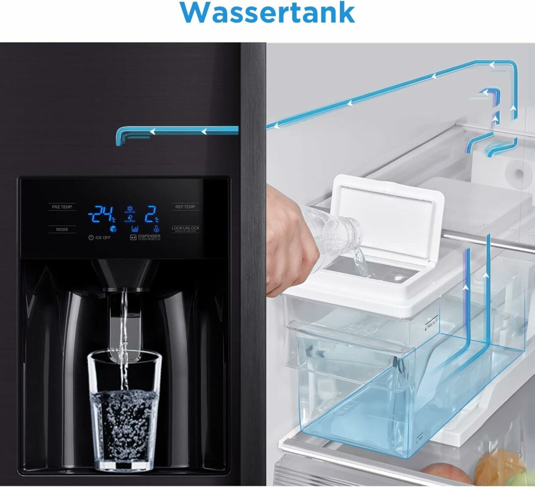 Midea KS-DDX 6.32 WT - Frigorifero/congelatore, altezza 178,8 cm, 254 kWh/anno/No Frost/Dual Inverter Compressor/con erogatore di acqua/ghiaccio 3 in 1 e serbatoio dell'acqua, Dark Inox [Classe di efficienza energetica D] con diffetto estetico G-61 - immagine 6