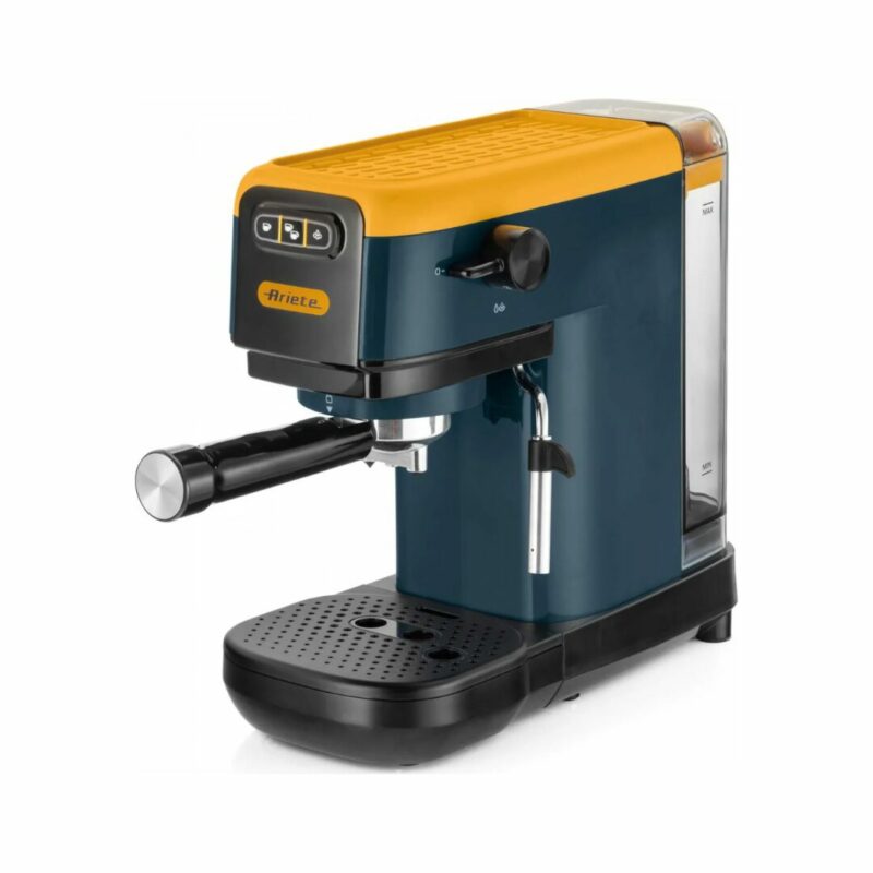 Ariete Macchina Caffè Cialde e Caffé Macinato in Polvere Espresso Manuale con Erogatore di Vapore 2 Tazze colore Mango Yellow - 1399/16