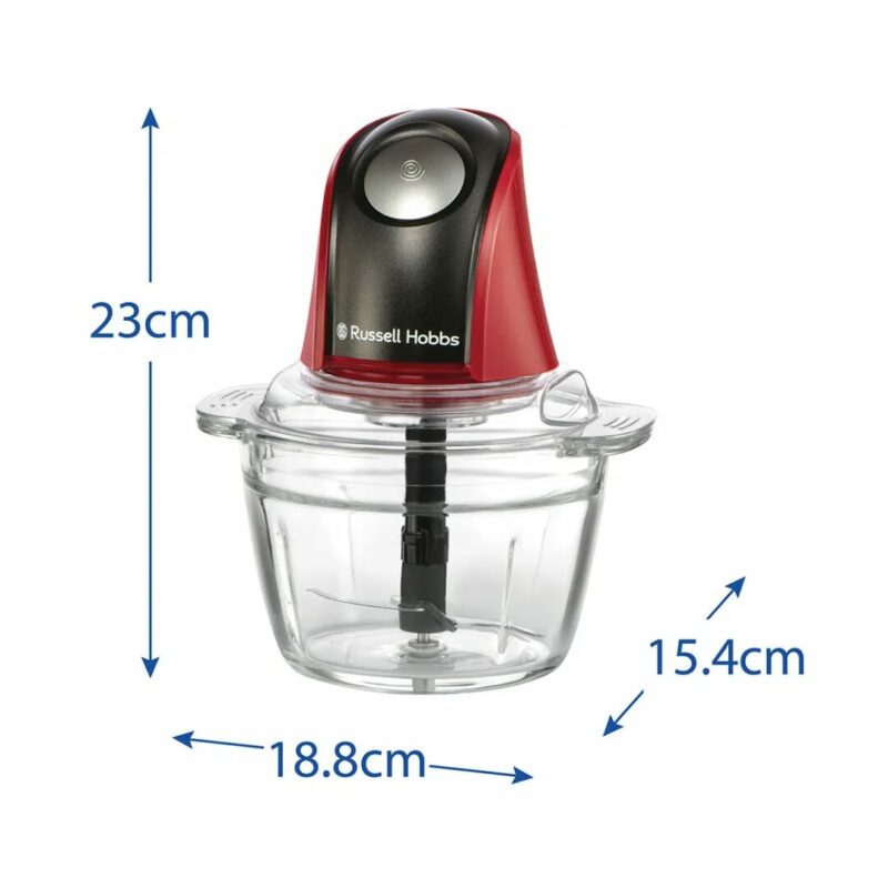 Russell Hobbs Tritatutto Tritaverdure Elettrico Capacità 0.5 Litri Potenza 200 Watt colore Rosso e Nero - 27130-56 - immagine 3