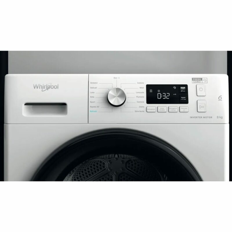 Asciugatrice Whirlpool 8 Kg Classe A+++ con Pompa di calore Inverter Funzione Vapore FreshCare - FFTNM118X3 - immagine 9