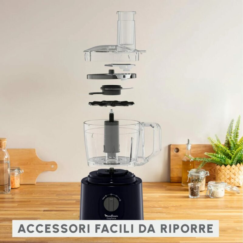 Robot da Cucina Moulinex Multifunzione 2.4 Litri 800 Watt 2 Velocità colore Nero - FP242810 - immagine 2