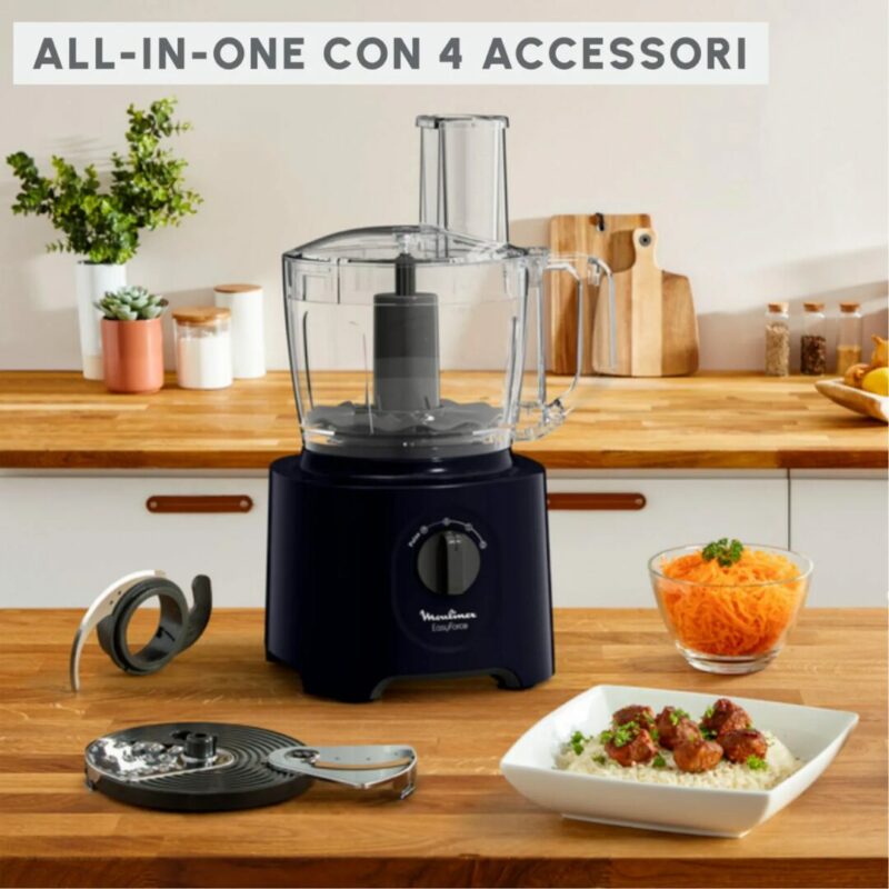 Robot da Cucina Moulinex Multifunzione 2.4 Litri 800 Watt 2 Velocità colore Nero - FP242810 - immagine 3