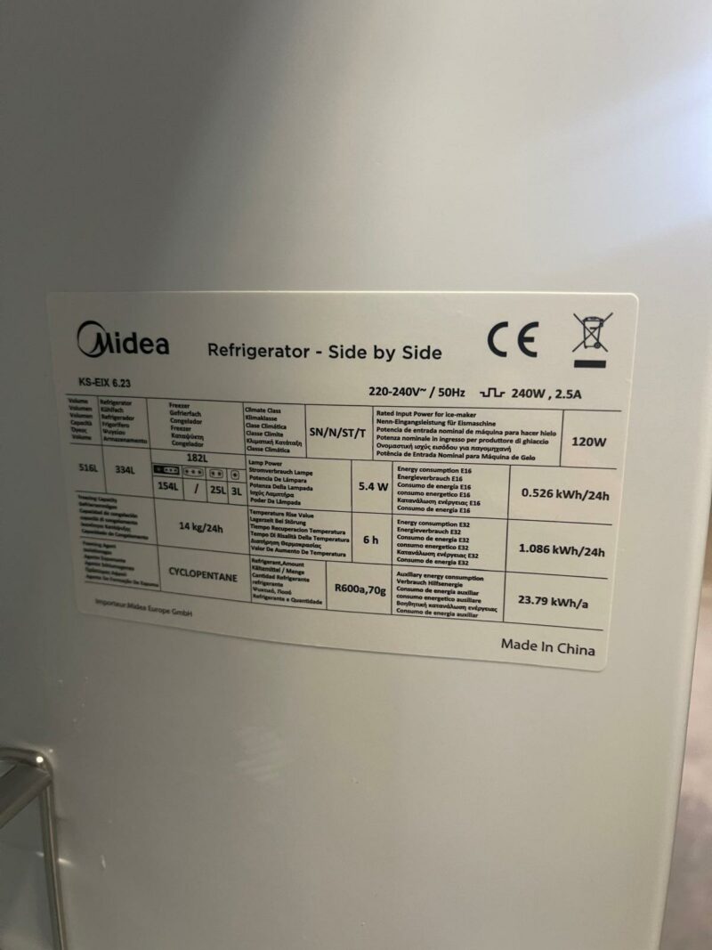 Midea KS-EIX 6.23 Side-by-Side 176.5 cm No Frost Inverter G-106 (con difetto estetico) - immagine 4