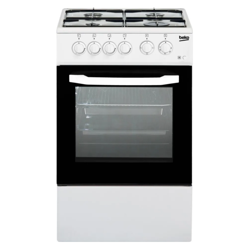 Beko Cucina a Gas 4 Fuochi Forno Elettrico Larghezza x Profondità 50x50 cm con Coperchio colore Bianco - CSS42014FW