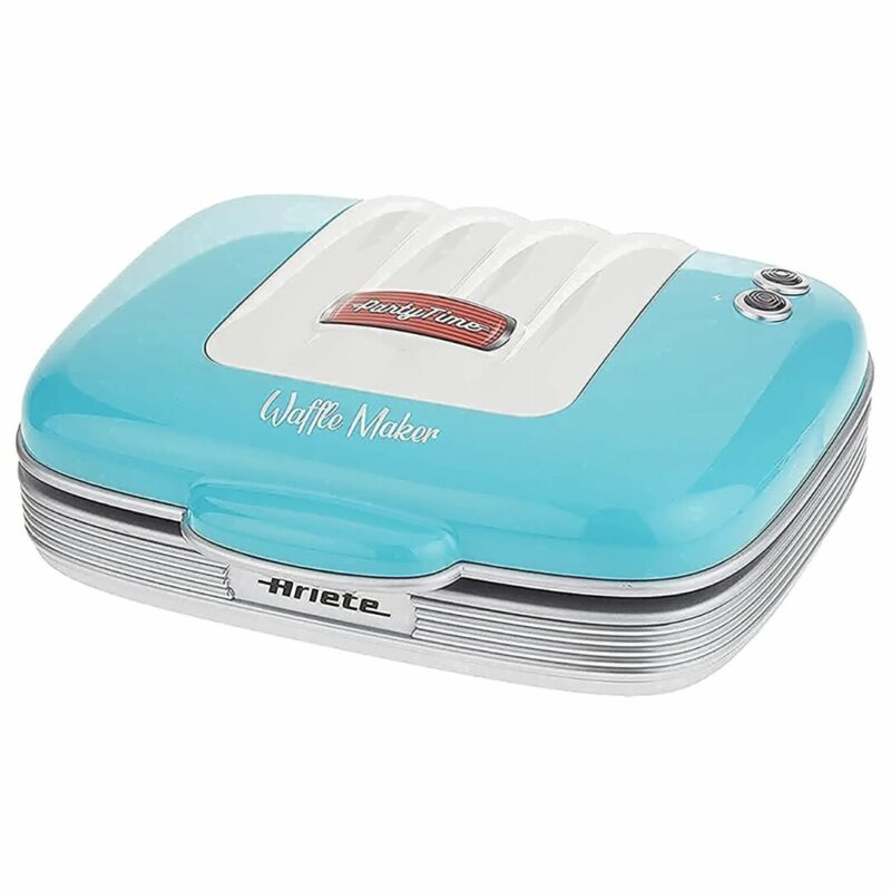 Ariete Macchina per Waffle con Rivestitura Antiaderente colore Azzurro - 1973 Waffle MAKER