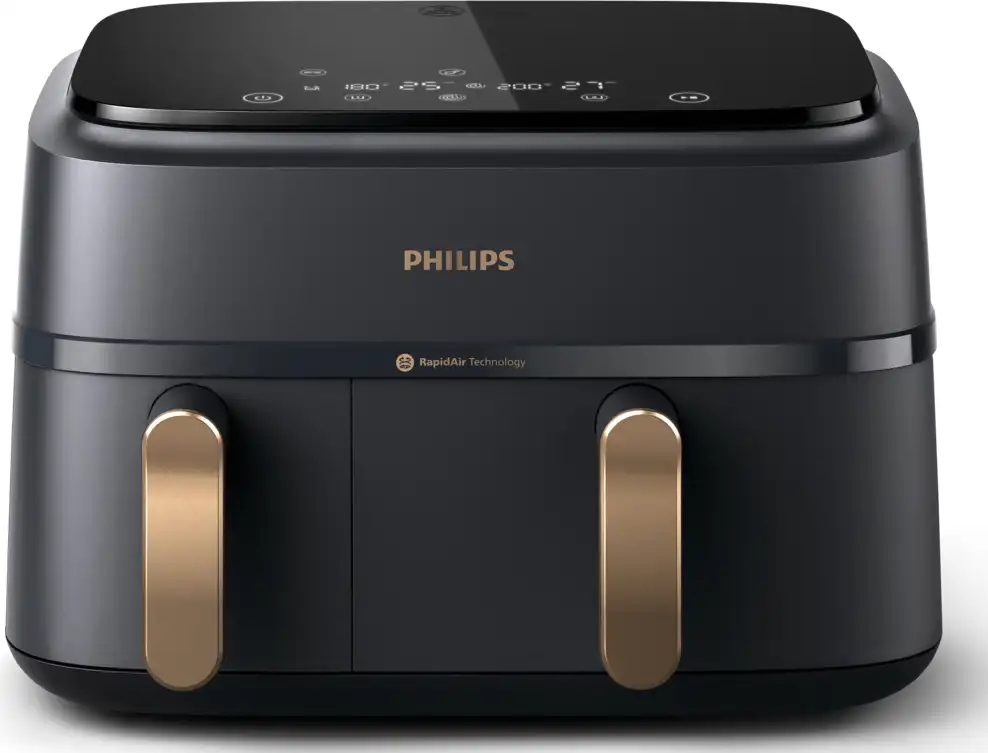 Friggitrice ad Aria Philips Airfryer Capacità 9 Litri Potenza 2750 Watt con Doppio Cestello colore Antracite - NA352/00 - immagine 4