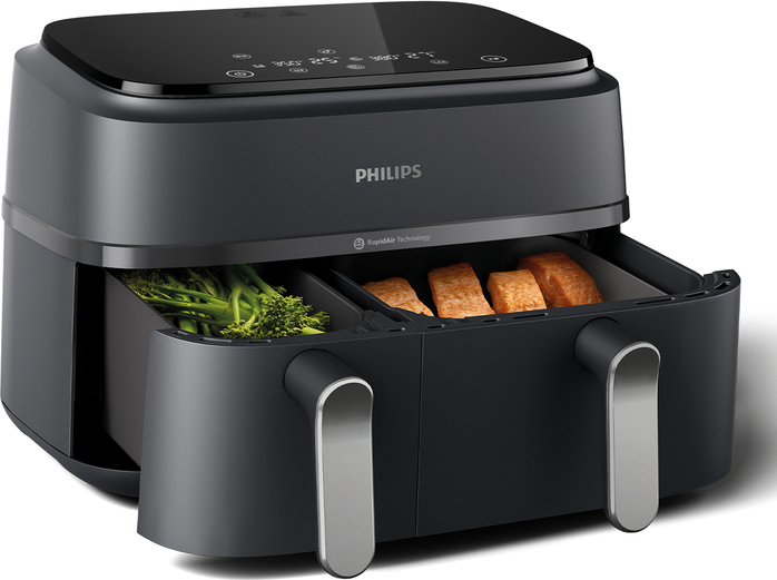 Friggitrice ad Aria Philips Airfryer Capacità 9 Litri Potenza 2750 Watt con Doppio Cestello colore Antracite - NA352/00 - immagine 3