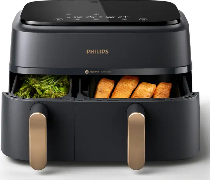 Friggitrice ad Aria Philips Airfryer Capacità 9 Litri Potenza 2750 Watt con Doppio Cestello colore Antracite - NA352/00 - immagine 2