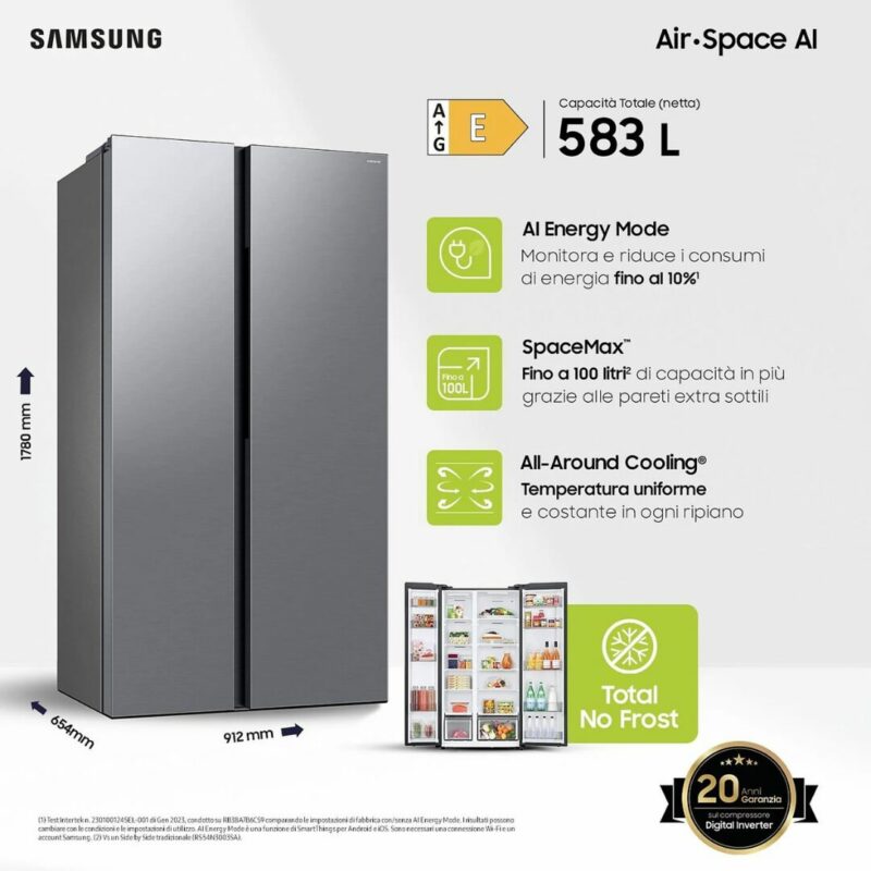 Samsung Frigorifero Americano Side by Side 583 Litri No Frost colore Inox - RS57DG400EM9EF - immagine 9