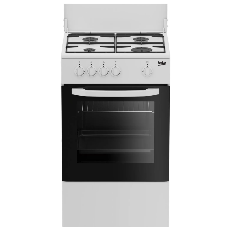 Beko Cucina a Gas 4 Fuochi Forno a Gas con Grill 50x50 cm con Coperchio - CSG42009DW