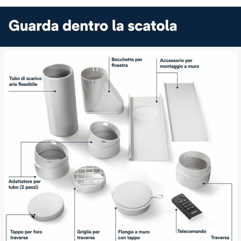 De Longhi Pinguino Condizionatore portatile 11000 Btu /h Climatizzatore Classe A Funzione Deumidificatore colore Nero - PAC EX120 SILENT - immagine 4