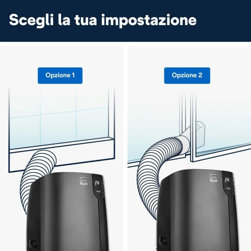 De Longhi Pinguino Condizionatore portatile 11000 Btu /h Climatizzatore Classe A Funzione Deumidificatore colore Nero - PAC EX120 SILENT - immagine 6