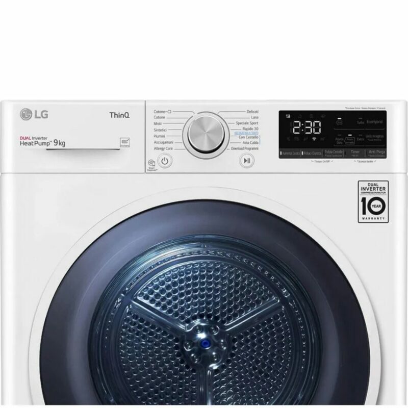 Lg Asciugatrice RH90V9AVHN 9 Kg Classe A+++ Inverter con Pompa di Calore Profondità 69 cm Wifi - immagine 9