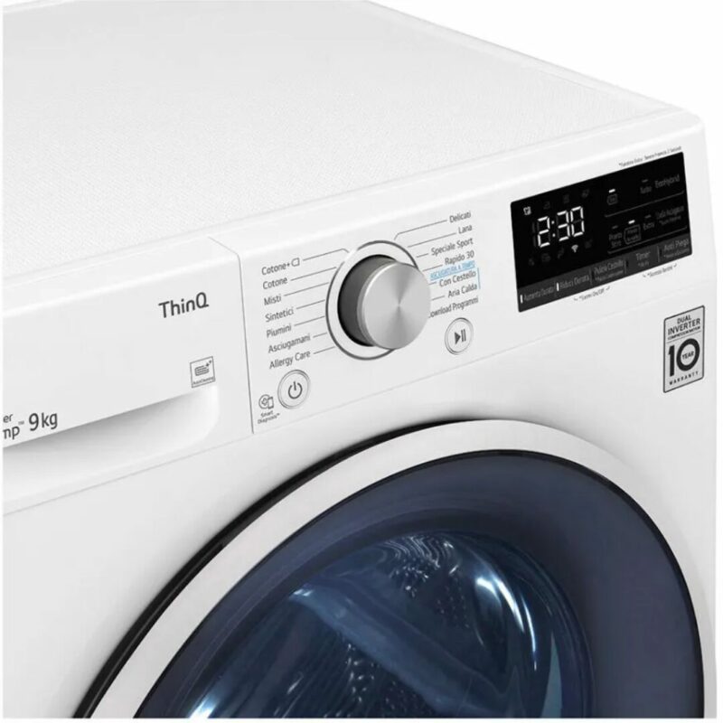 Lg Asciugatrice RH90V9AVHN 9 Kg Classe A+++ Inverter con Pompa di Calore Profondità 69 cm Wifi - immagine 2