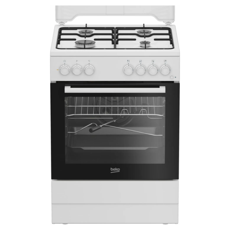 Beko Cucina a Gas 4 Fuochi Forno Elettrico Ventilato con Grill 60x60 cm con Coperchio - FBST62110ST