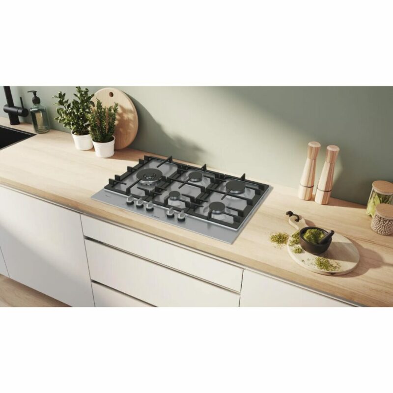Bosch Piano Cottura 5 Fuochi a Gas Larghezza 75 cm (1 Bruciatore Wok) in Acciaio Inox colore Inox - PCS7A5I90 Serie 6 - immagine 6