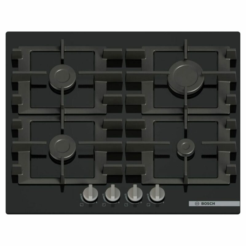 Bosch Piano Cottura 4 Fuochi a Gas Larghezza 60 cm in Vetro Temperato colore Nero - PNP6B6K40 Serie 4