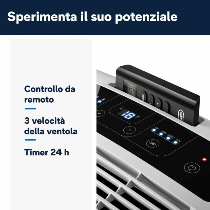 DE LONGHI PAC EM82K Condizionatore Portatile 9400 BTU/h 63 dB Bianco - immagine 6
