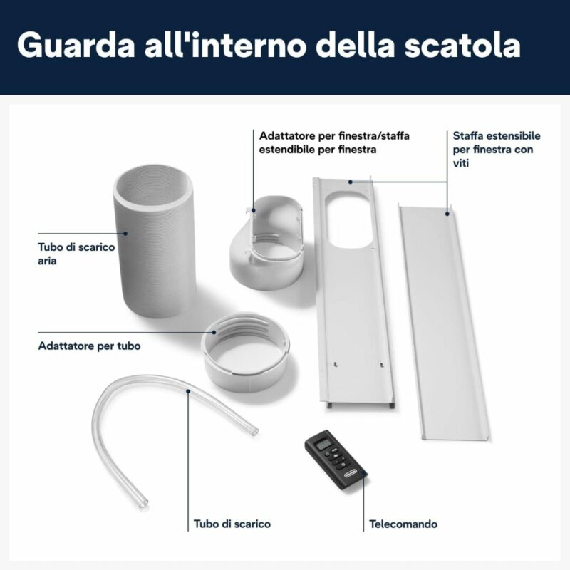 DE LONGHI PAC EM82K Condizionatore Portatile 9400 BTU/h 63 dB Bianco - immagine 2