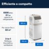 De Longhi Pinguino Condizionatore Portatile 8300 Btu/h Climatizzatore Classe A Funzione Deumidificatore Timer - PAC ES72 - immagine 4